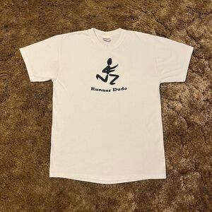 Vintage "Runner Dude" Track Sportswear T-Shirt White Medium